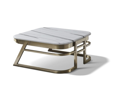 Holz Couchtisch in Natur mit Edelstahl, modernes Design