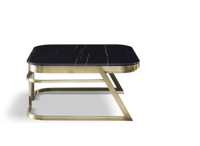 Holz Couchtisch in Natur mit Edelstahl – Modernes Design