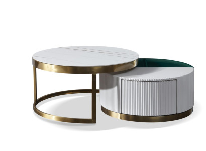 Holz Couchtisch in Natur mit Edelstahl, modernes Design