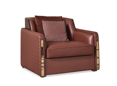 Sessel Club Lounge Designer Lehn Stuhl Polster Sofa 1 Sitzer Fernseh Neu Leder