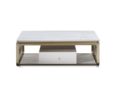 Holz Couchtisch in Natur mit Edelstahl – Modernes Design