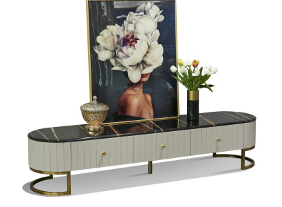 Holz Sideboard in Natur mit Edelstahl, modernes Design