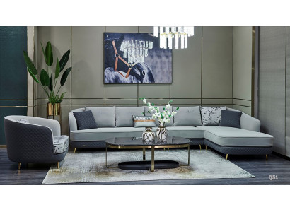 Wohnlandschaft Ecksofa L Form Sessel Set Garnitur Modern Sofa Leder Couch 2tlg.