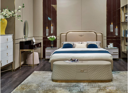 Luxus Schlafzimmer Bett Nachttisch Kommode 4 tlg.Schlafzimmer Set Design Betten