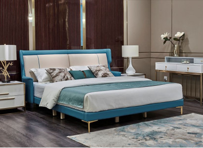 Klassische Polster Leder Velvet Doppel Bett Luxus Design Betten Doppel Ehe Neu