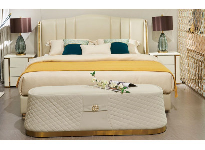 Schlafzimmer Bett Hocker 2x Nachttisch Komplette Sets Leder Möbel Zimmer 4tlg.