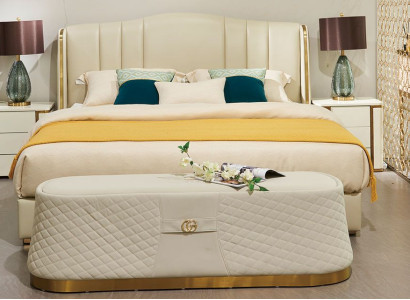 Schlafzimmer Bett Hocker 2x Nachttisch Komplette Sets Leder Möbel Zimmer 4tlg.