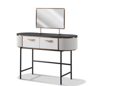 Holz Konsolentisch in Natur mit Edelstahl-Details, modernes Design