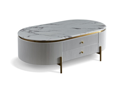 Holz Couchtisch in Natur mit Edelstahl – modernes Design