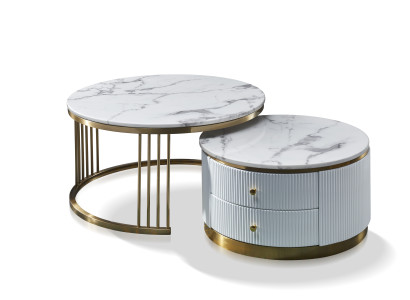 Holz Couchtisch in Natur mit Edelstahl, modernes Design