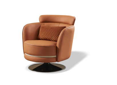 Lehnstuhl Design Sessel Dreh Leder Polster Wohnzimmer Drehbarer Stuhl Stühle Neu