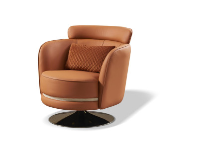 Lehnstuhl Design Sessel Dreh Leder Polster Wohnzimmer Drehbarer Stuhl Stühle Neu