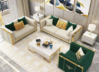 Sofagarnitur 3+2+1 Sitzer Set Design Sofas Polster Couchen Leder Relax Moderne