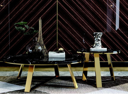 Glas-Couchtisch mit Edelstahl in modernem Design