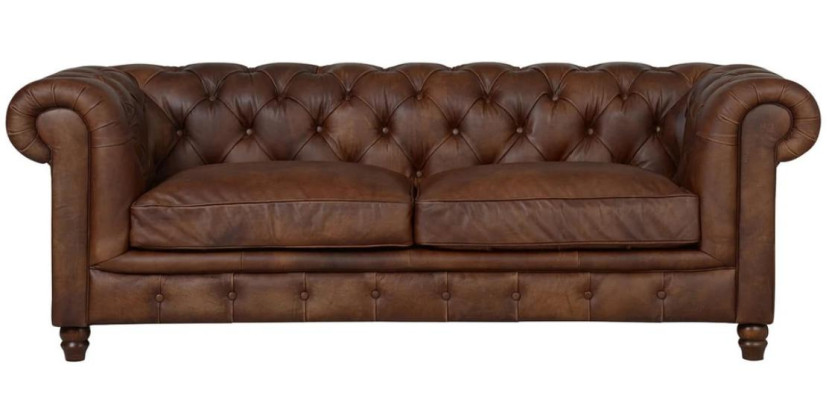 Chesterfield Braun Dreisitzer Leder Wohnzimmer Modern Design Couchen Sofa Neu