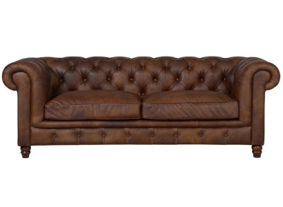 Chesterfield Braun Dreisitzer Leder Wohnzimmer Modern Design Couchen Sofa Neu