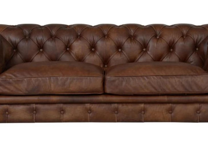 Chesterfield Braun Dreisitzer Leder Wohnzimmer Modern Design Couchen Sofa Neu