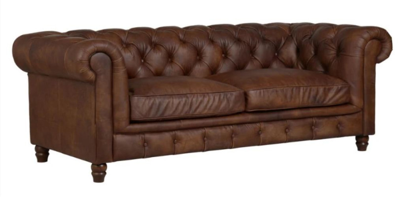 Chesterfield Braun Dreisitzer Leder Wohnzimmer Modern Design Couchen Sofa Neu