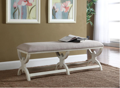 Hocker Polsterhocker Fuß Möbel Wohnen Sitzbänke Sitz Leder Beige Design Ottomane