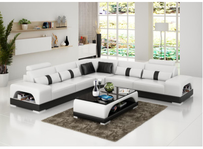 Ledersofa Couch Wohnlandschaft Maßfertigung Ecksofa Eck Garnitur Design Sofa USB