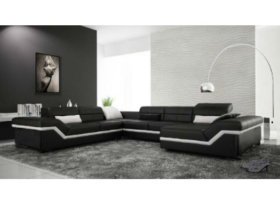 XXL Ledersofa mit USB,Wohnlandschaft Ecksofa Design Sofa Garnitur Eckcouch Neu