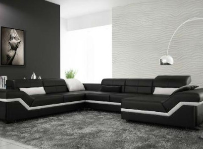 XXL Ledersofa mit USB,Wohnlandschaft Ecksofa Design Sofa Garnitur Eckcouch Neu