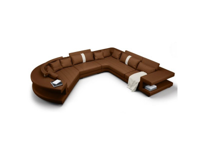 Wohnlandschaft Designer Ecksofa mit USB, Big Polster Leder Ecksofa 