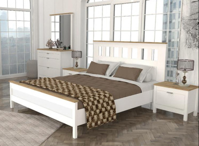 4tlg Schlafzimmer Set Bett + 2x Nachttische + Kommode Luxus Moderne Möbel