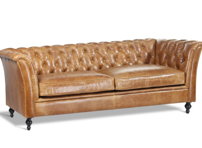 Großer Leder-Sofasessel in Schwarz im eleganten Stil