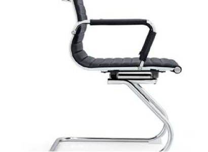 Kunstleder-Sessel in Schwarz mit Edelstahlrahmen modern