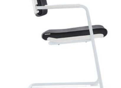 Kunstleder-Sessel in Schwarz mit Edelstahlrahmen modern und elegant