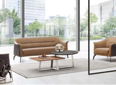 Kunstleder Sofa-Set in Dunkelbraun modern und komfortabel