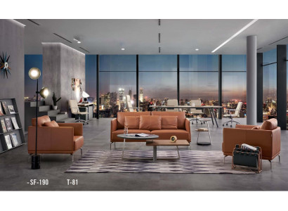 Kunstleder Sofa-Set in Dunkelbraun mit Edelstahl-Details