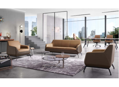 Kunstleder Sofa Set in Schwarz modern und eleganter Stil