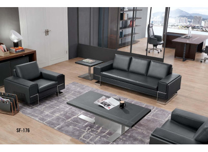 Ledersofa Chesterfield modern in Schwarz für Wohnzimmer