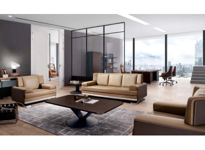 Kunstleder Sofa Set in Schwarz modern und elegant