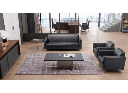 Kunstleder 3-Sitzer Couch in Schwarz modern elegant