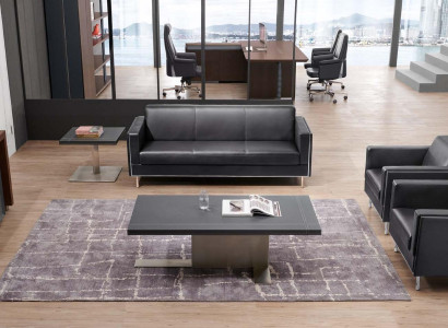 Kunstleder Chesterfield-Sofa in Schwarz modern elegant