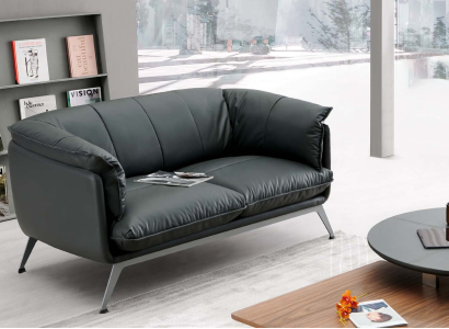 Kunstleder 2-Sitzer Sofa in Grau modern
