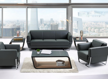 Kunstleder Chesterfield-Sofa in Schwarz modern und elegant