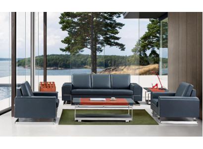 Kunstleder Sofa Set in Schwarz modern und elegant