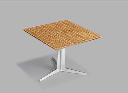 Beistelltisch aus Furnier und Edelstahl in modernem Design