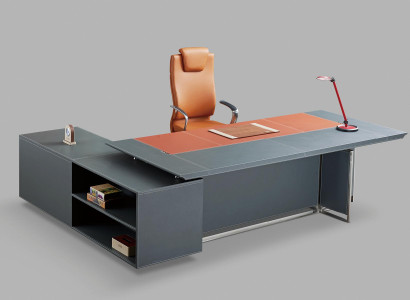 Moderner Eckschreibtisch aus MDF und Glas in neutraler Farbe