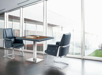 Kunstleder Esstisch mit 2 Stühlen modern, MDF und Edelstahl in Schwarz