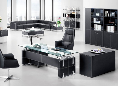 Moderner Eckschreibtisch aus MDF und Edelstahl in stilvollem Design