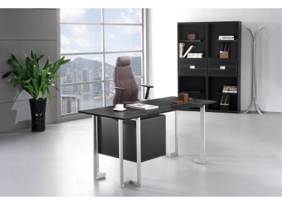 Moderner Schreibtisch aus MDF und Edelstahl in Holzoptik