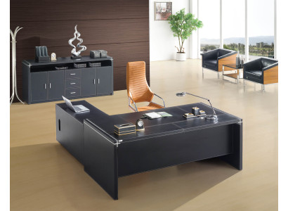 Moderner Eckschreibtisch aus MDF und Edelstahl in elegantem Design