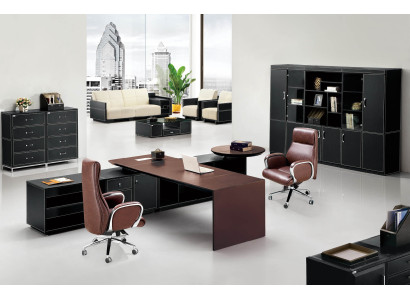 Eckschreibtisch aus MDF und Edelstahl in modernem Design