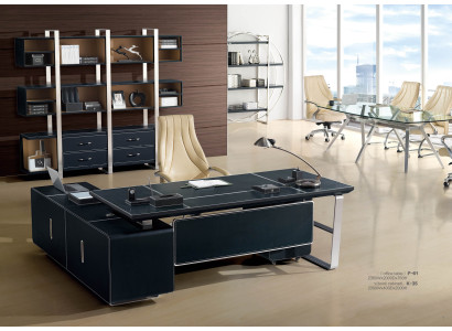 Eckschreibtisch aus MDF mit Edelstahl in modernem Design