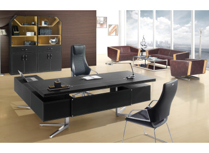 Moderner Eckschreibtisch aus MDF und Edelstahl in Grau